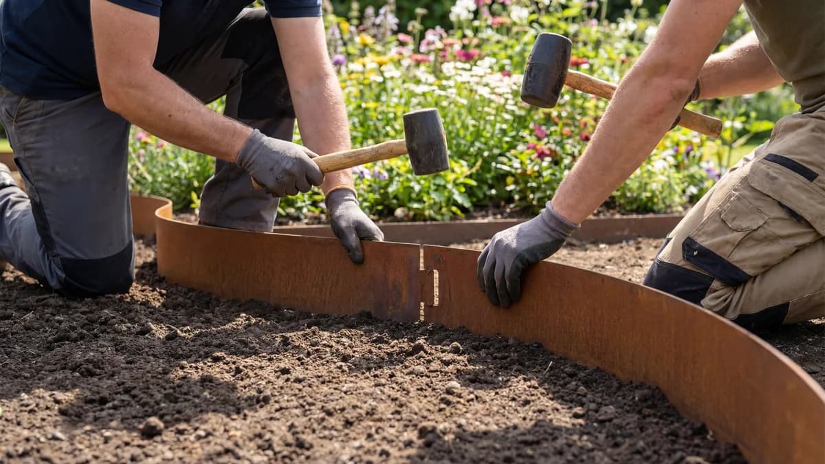 Poser bordure acier en terre meuble : guide technique 2026